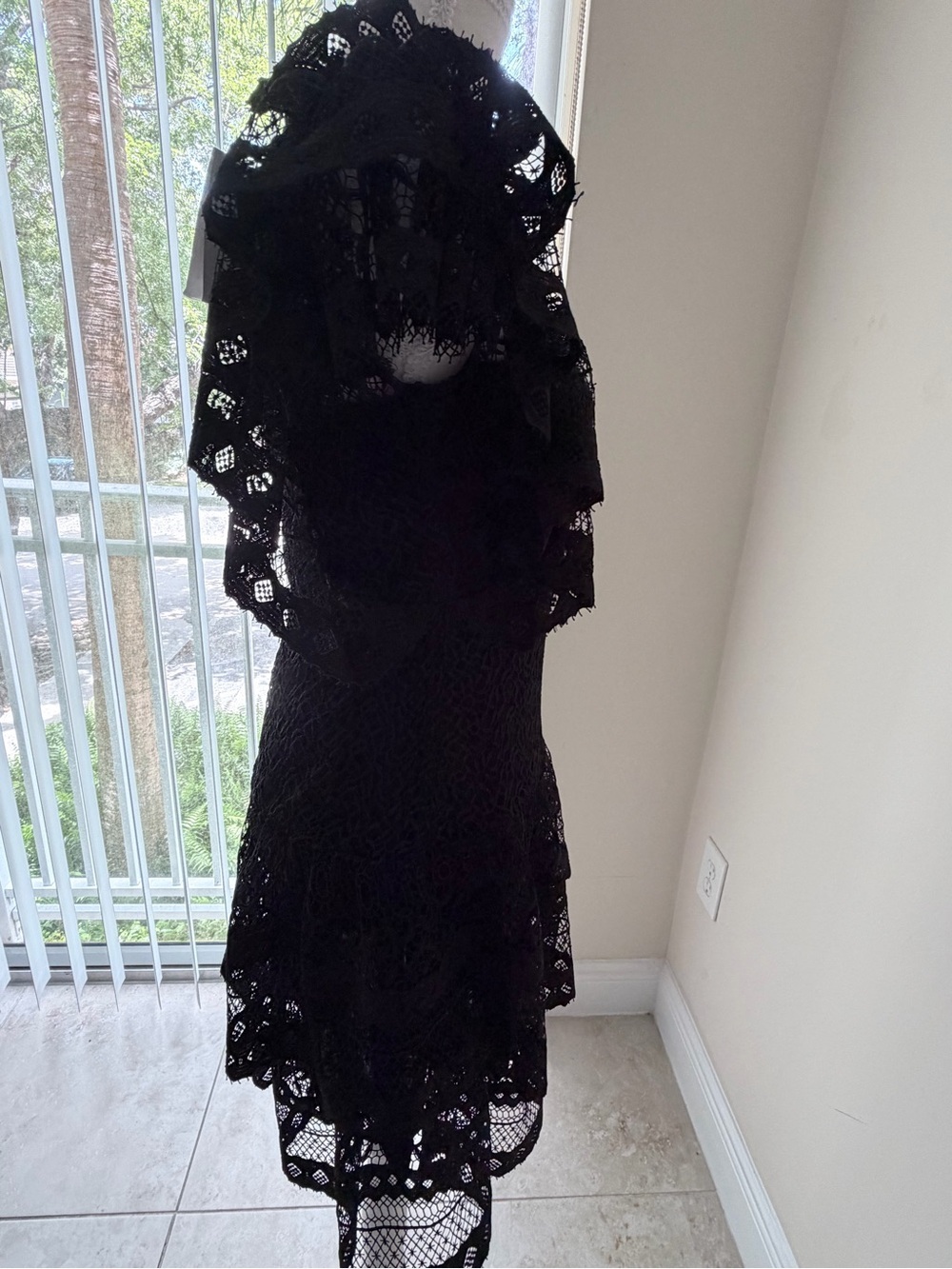 Anine Bing Black Lace Ruffle Sleeve Top - Picture 8 of 10